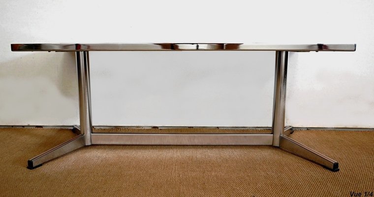 Rectangular Coffee Table in Chrome & Enamel, 1970s-RVK-1407260