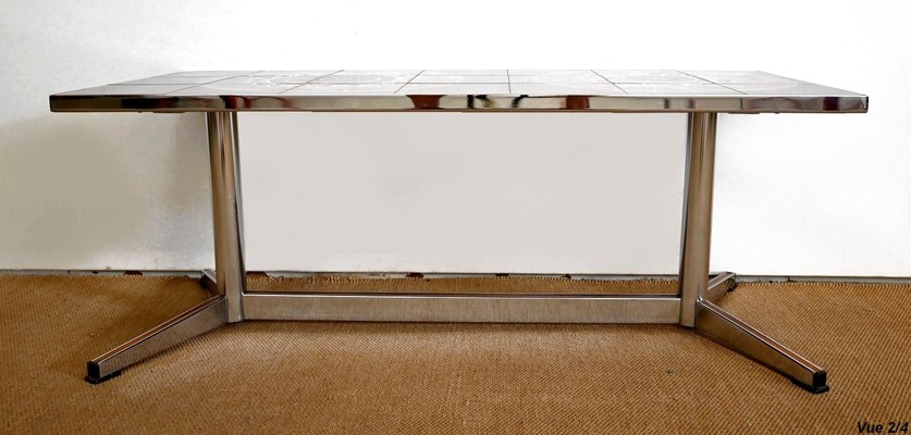 Rectangular Coffee Table in Chrome & Enamel, 1970s-RVK-1407260