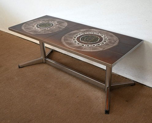 Rectangular Coffee Table in Chrome & Enamel, 1970s-RVK-1407260