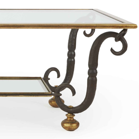 Rectangular Coffee Table in Hand-Forged and Gilded Iron from Banci Firenze, 1980s