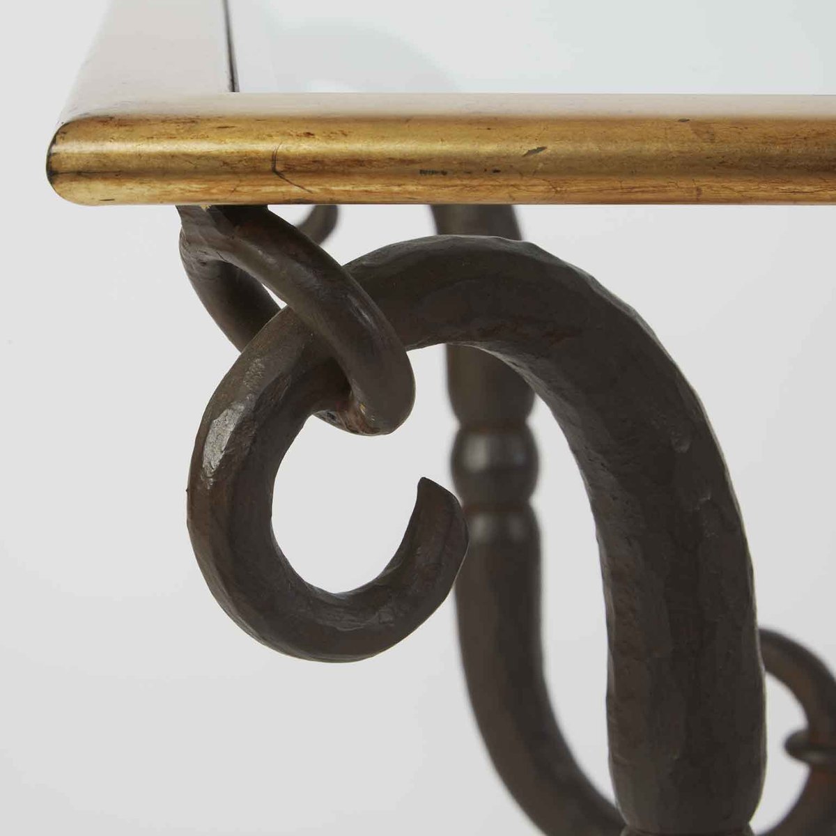 Rectangular Coffee Table in Hand-Forged and Gilded Iron from Banci Firenze, 1980s