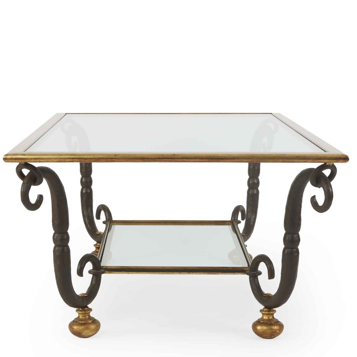 Rectangular Coffee Table in Hand-Forged and Gilded Iron from Banci Firenze, 1980s