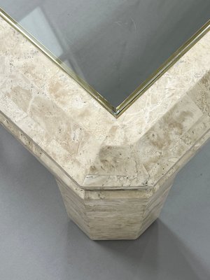 Rectangular Coffee Table in Stone Marquetry and Glass, 1980s-EBV-2032108