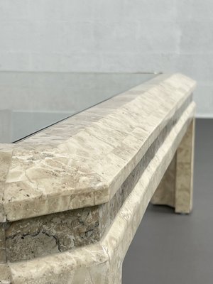 Rectangular Coffee Table in Stone Marquetry and Glass, 1980s-EBV-2032108