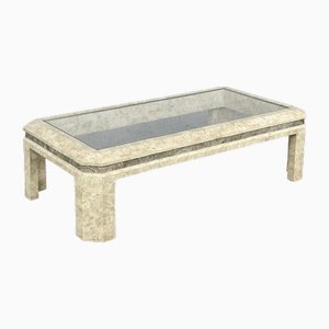 Rectangular Coffee Table in Stone Marquetry and Glass, 1980s-EBV-2032108