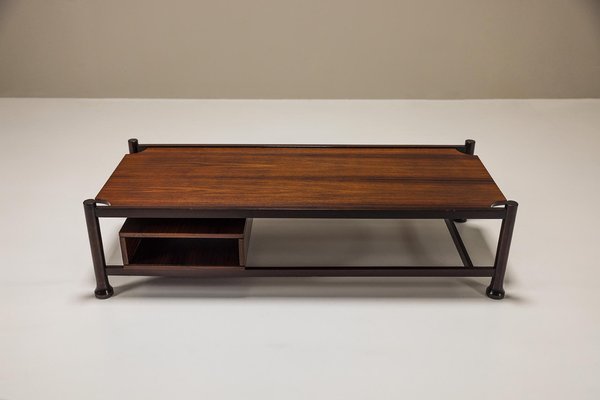 Rectangular Coffee Table Veneered in Rosewood, Italy, 1960s-UQV-1811033