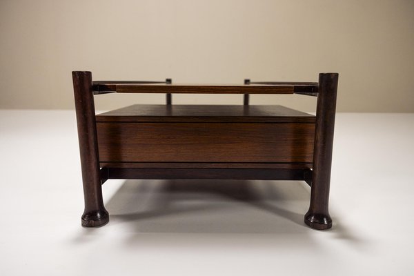 Rectangular Coffee Table Veneered in Rosewood, Italy, 1960s-UQV-1811033