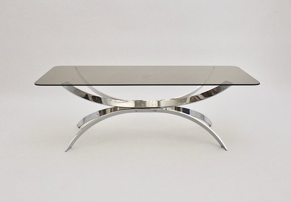 Rectangular Coffee Table with Smoked Glass Top, 1970s-NB-1789233