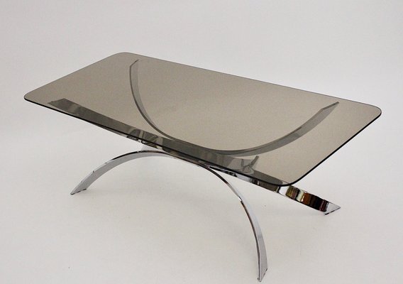 Rectangular Coffee Table with Smoked Glass Top, 1970s-NB-1789233