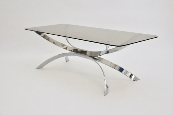 Rectangular Coffee Table with Smoked Glass Top, 1970s-NB-1789233