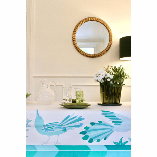 Rectangular Cotton and Linen Donna Aqua Tablecloth for 6 People by Alto Duo