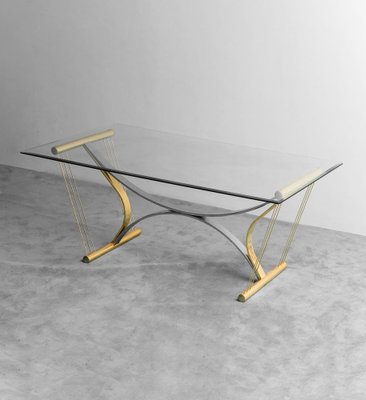 Rectangular Glass and Metal Dining Table, 1970s-ZLY-1776112