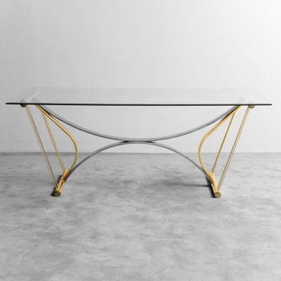 Rectangular Glass and Metal Dining Table, 1970s-ZLY-1776112