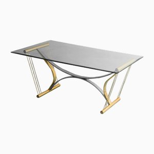 Rectangular Glass and Metal Dining Table, 1970s-ZLY-1776112