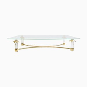 Rectangular Glass Coffee Table with Bronze and Acrylic Glass Frame, Italy, 1980s-FO-1003761