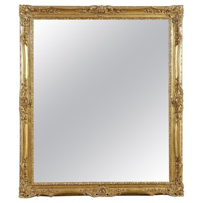 Rectangular Gold Foil Hand-Carved Wooden Mirror, 1970s-UZ-862844