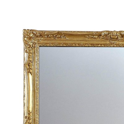 Rectangular Gold Foil Hand-Carved Wooden Mirror, 1970s-UZ-862844