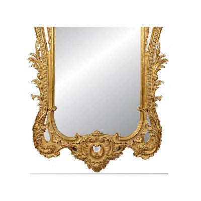 Rectangular Gold Foil Hand-Carved Wooden Mirror, 1970s-UZ-862879