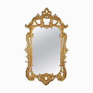 Rectangular Gold Foil Hand-Carved Wooden Mirror, 1970s-UZ-862879