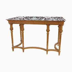 Rectangular Gold Foil Marble Spanish Console-UZ-862796