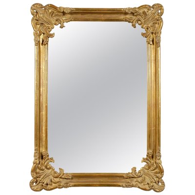 Rectangular Gold Hand-Carved Wooden Mirror, 1970-UZ-862869