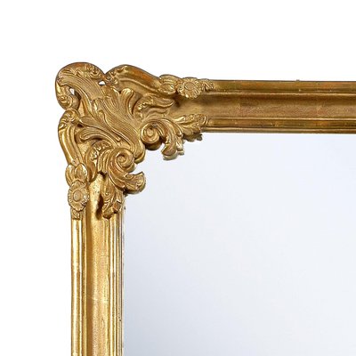 Rectangular Gold Hand-Carved Wooden Mirror, 1970-UZ-862869