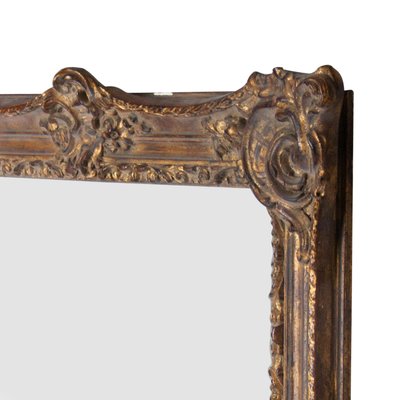 Rectangular Gold Hand Carved Wooden Mirror, Spain, 1970s-UZ-1003989