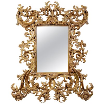 Rectangular Handcrafted Gold Foil Wood Mirror, Spain, 1970s-UZ-862763