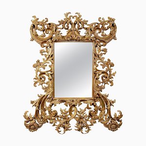 Rectangular Handcrafted Gold Foil Wood Mirror, Spain, 1970s-UZ-862763