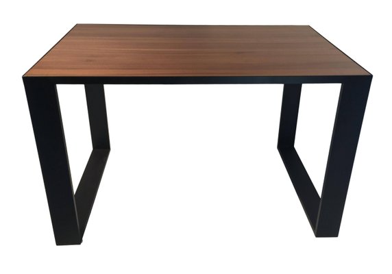 Rectangular Iron Cube Table with Embedded Wood Top-PSK-1002433