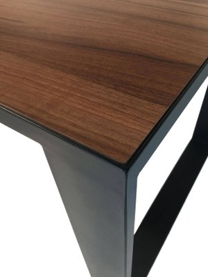 Rectangular Iron Cube Table with Embedded Wood Top-PSK-1002433