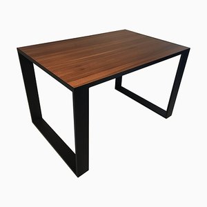 Rectangular Iron Cube Table with Embedded Wood Top-PSK-1002433