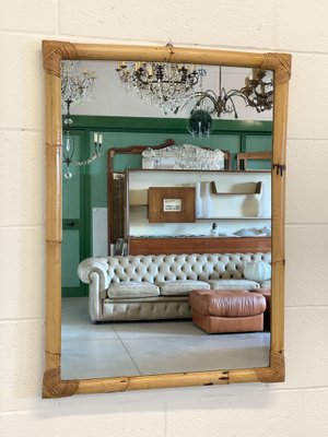 Rectangular Mirror in Bamboo, 1970s-NPC-1757120