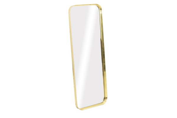 Rectangular Mirror in Brass, 1970s-CEJ-674357