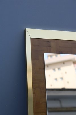 Rectangular Mirror in Straw & Brass from Zevi Arredamenti, Italy, 1970s-EH-956018