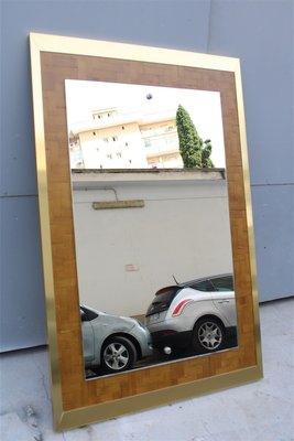 Rectangular Mirror in Straw & Brass from Zevi Arredamenti, Italy, 1970s-EH-956018