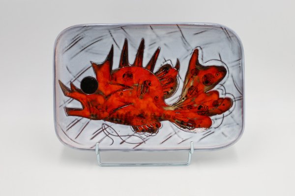 Rectangular Plates with Fish and Crustacean Motif by Monique Brunner, 1960s, Set of 12-EIA-1802147