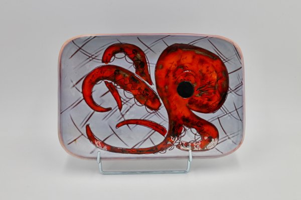 Rectangular Plates with Fish and Crustacean Motif by Monique Brunner, 1960s, Set of 12-EIA-1802147