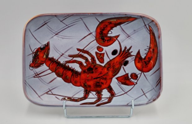 Rectangular Plates with Fish and Crustacean Motif by Monique Brunner, 1960s, Set of 12-EIA-1802147