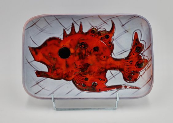 Rectangular Plates with Fish and Crustacean Motif by Monique Brunner, 1960s, Set of 12-EIA-1802147