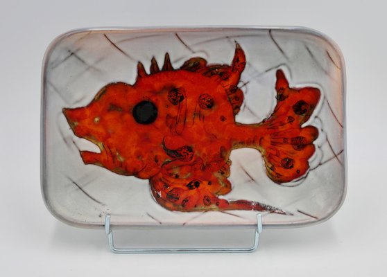 Rectangular Plates with Fish and Crustacean Motif by Monique Brunner, 1960s, Set of 12-EIA-1802147