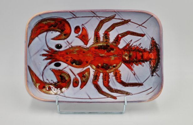 Rectangular Plates with Fish and Crustacean Motif by Monique Brunner, 1960s, Set of 12-EIA-1802147