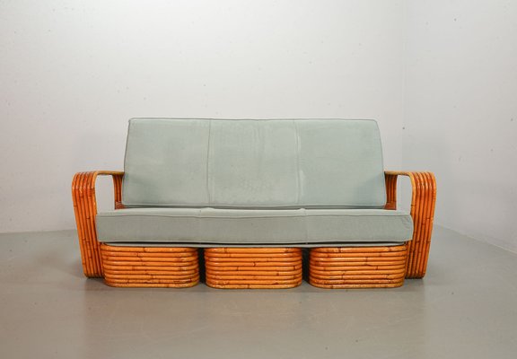 Rectangular Rattan 3-Seater Sofa attributed Paul Frankl, USA, 1940s-IXC-1397173