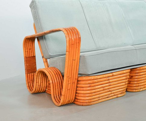 Rectangular Rattan 3-Seater Sofa attributed Paul Frankl, USA, 1940s-IXC-1397173