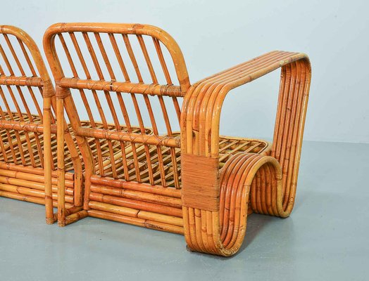 Rectangular Rattan 3-Seater Sofa attributed Paul Frankl, USA, 1940s-IXC-1397173