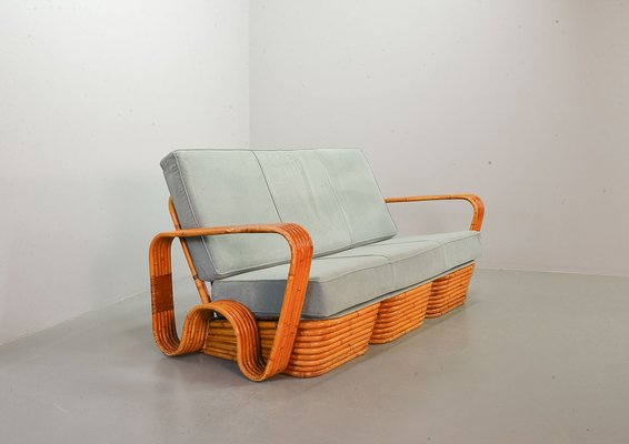 Rectangular Rattan 3-Seater Sofa attributed Paul Frankl, USA, 1940s-IXC-1397173