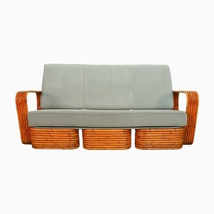 Rectangular Rattan 3-Seater Sofa attributed Paul Frankl, USA, 1940s-IXC-1397173