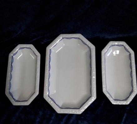 Rectangular Serving Bowls Maria Series with Blue Decoration by Rosenthal, 1930s, Set of 3-HOI-1724081