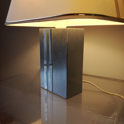 Rectangular Table Lamp in Brushed Stainless Steel, 1970-NTQ-2020176