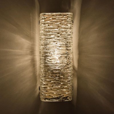 Rectangular Wave Glass and Brass Wall Lights by J.T. Kalmar, Austria, 1960s-VDW-1342572